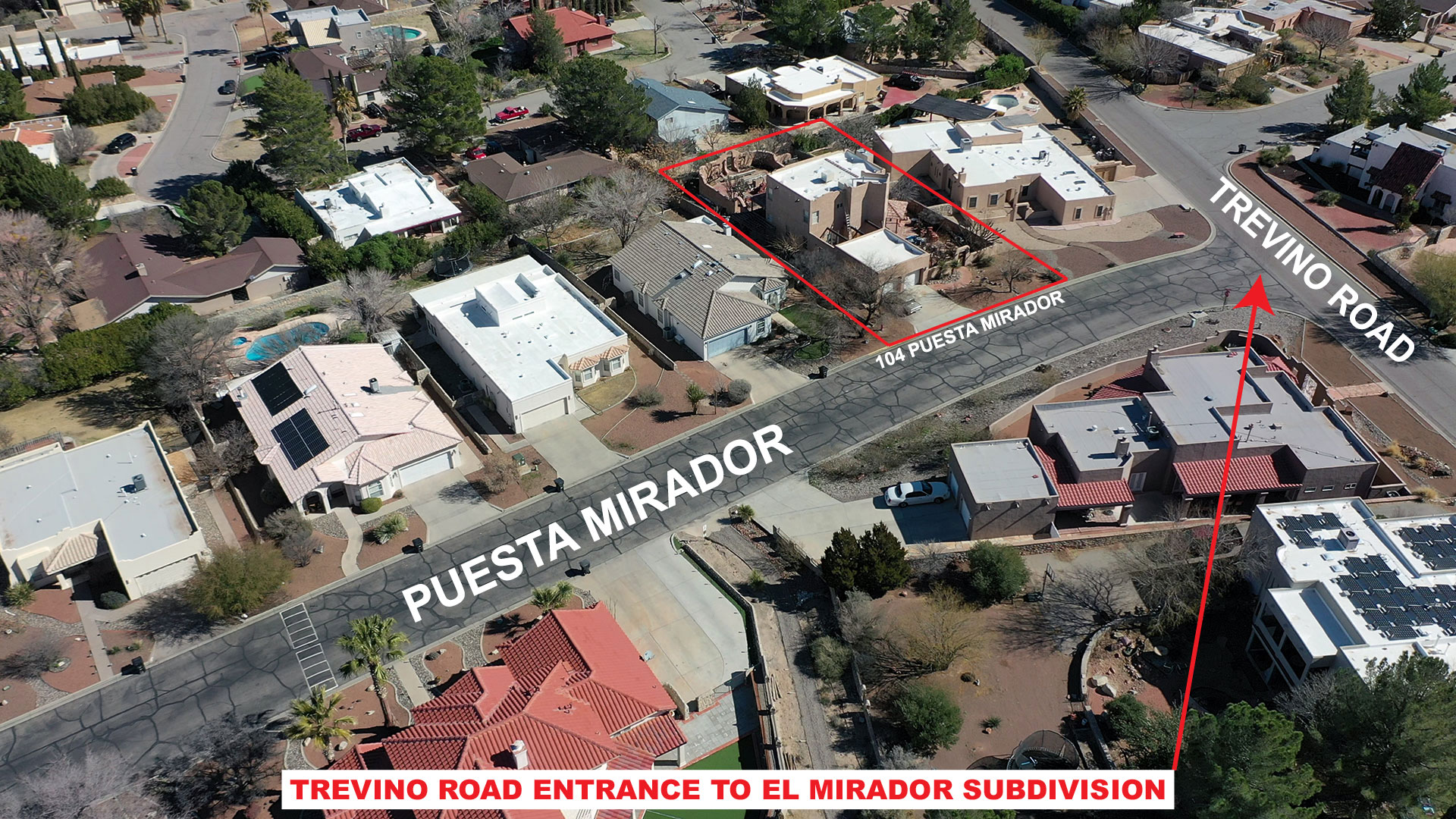 104 Puesta Mirador Proximity to Trevino Road Entrance for El Mirador Subdivision