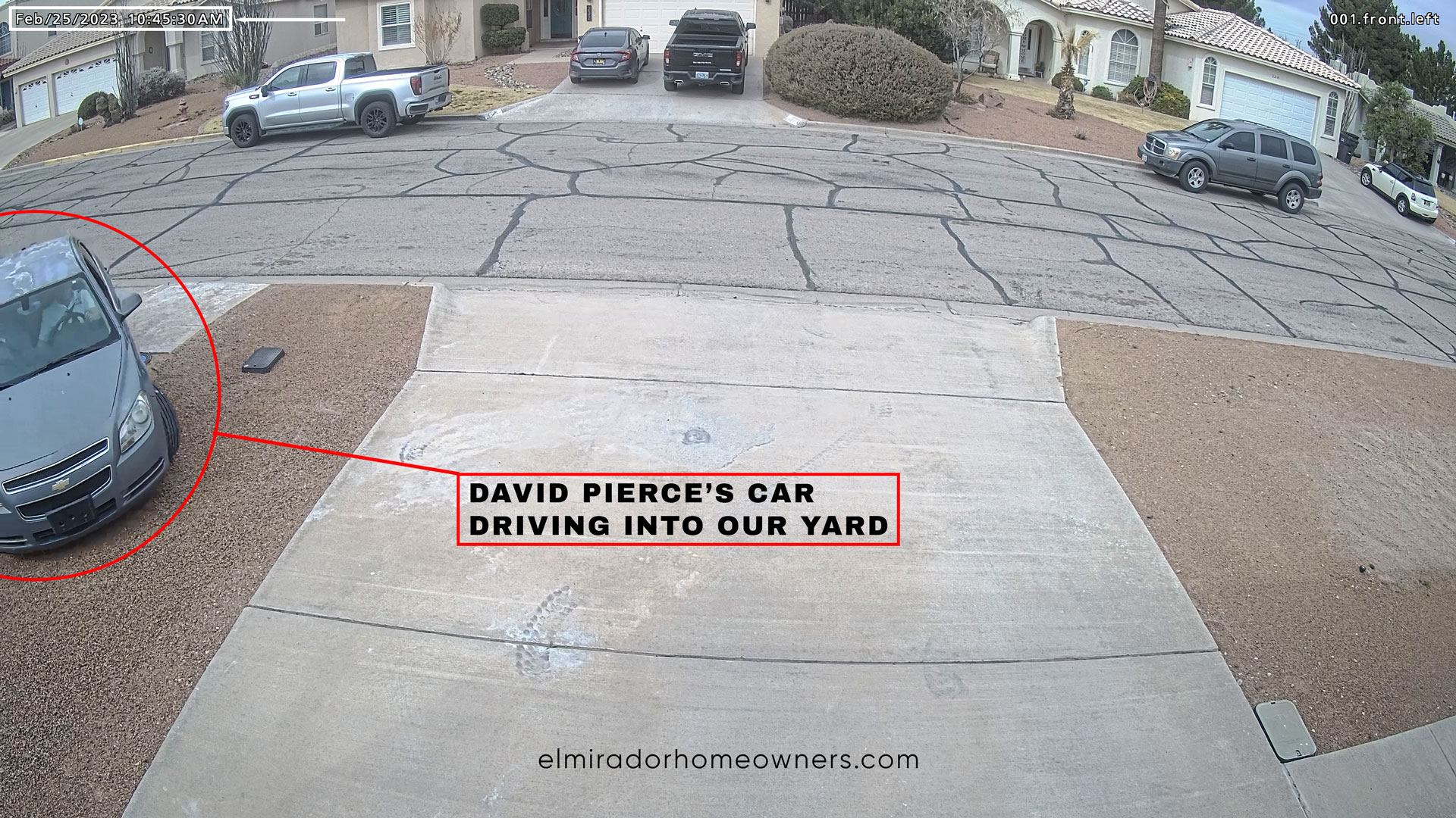 David Pierce's Car Driving into Our Yard