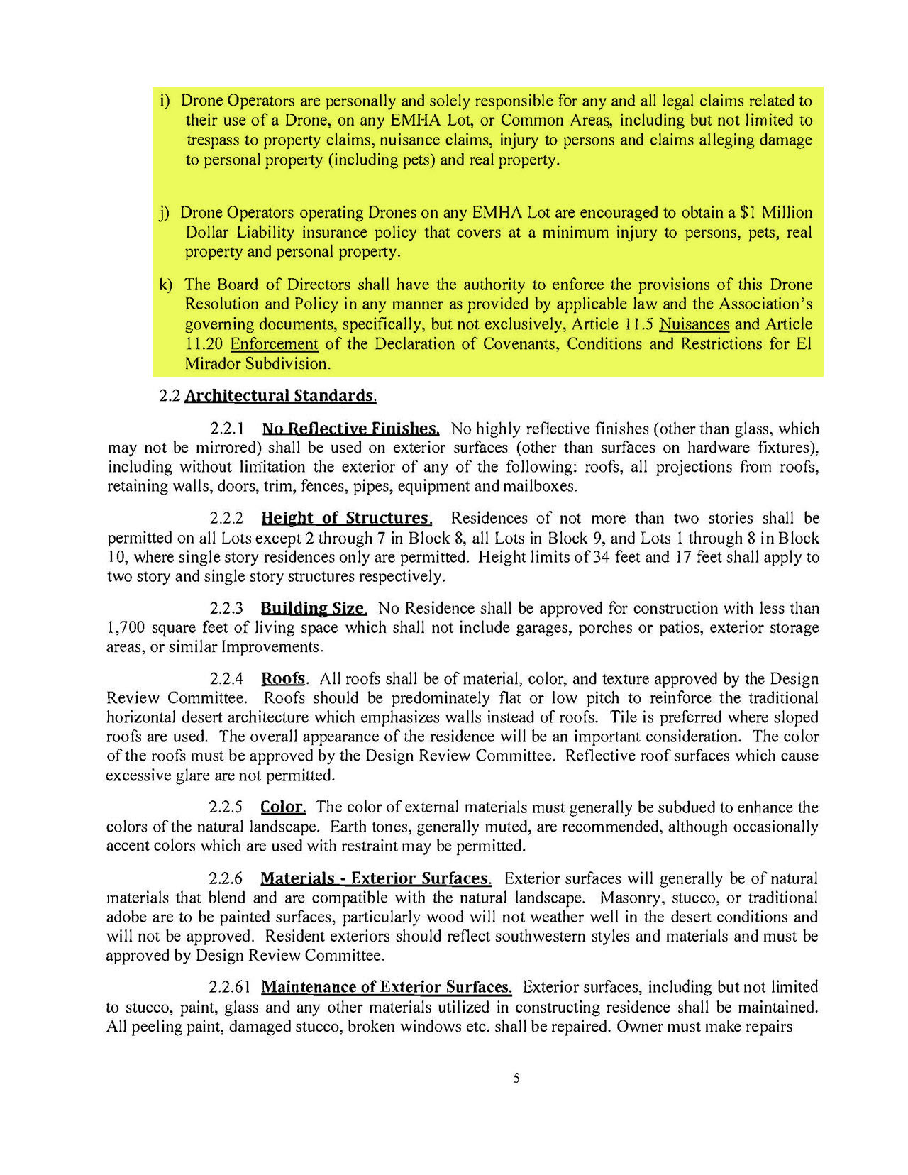EMHA Design Review Guidelines Section 2.1.12 Drones, page 2.