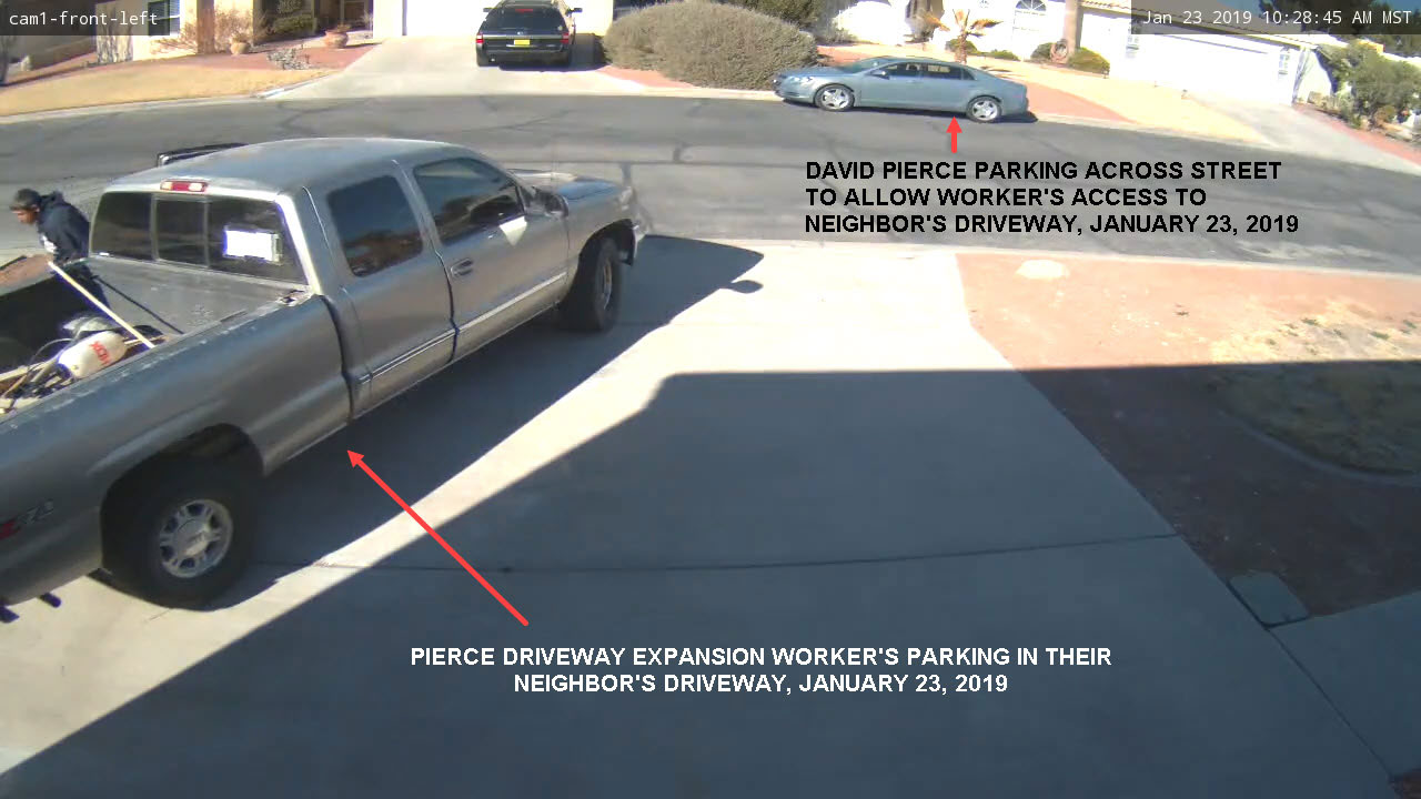 David Pierce parks his car across the street to allow their worker's to park in his neighbor's driveway/yard to work on their driveway expansion, January 23, 2019.