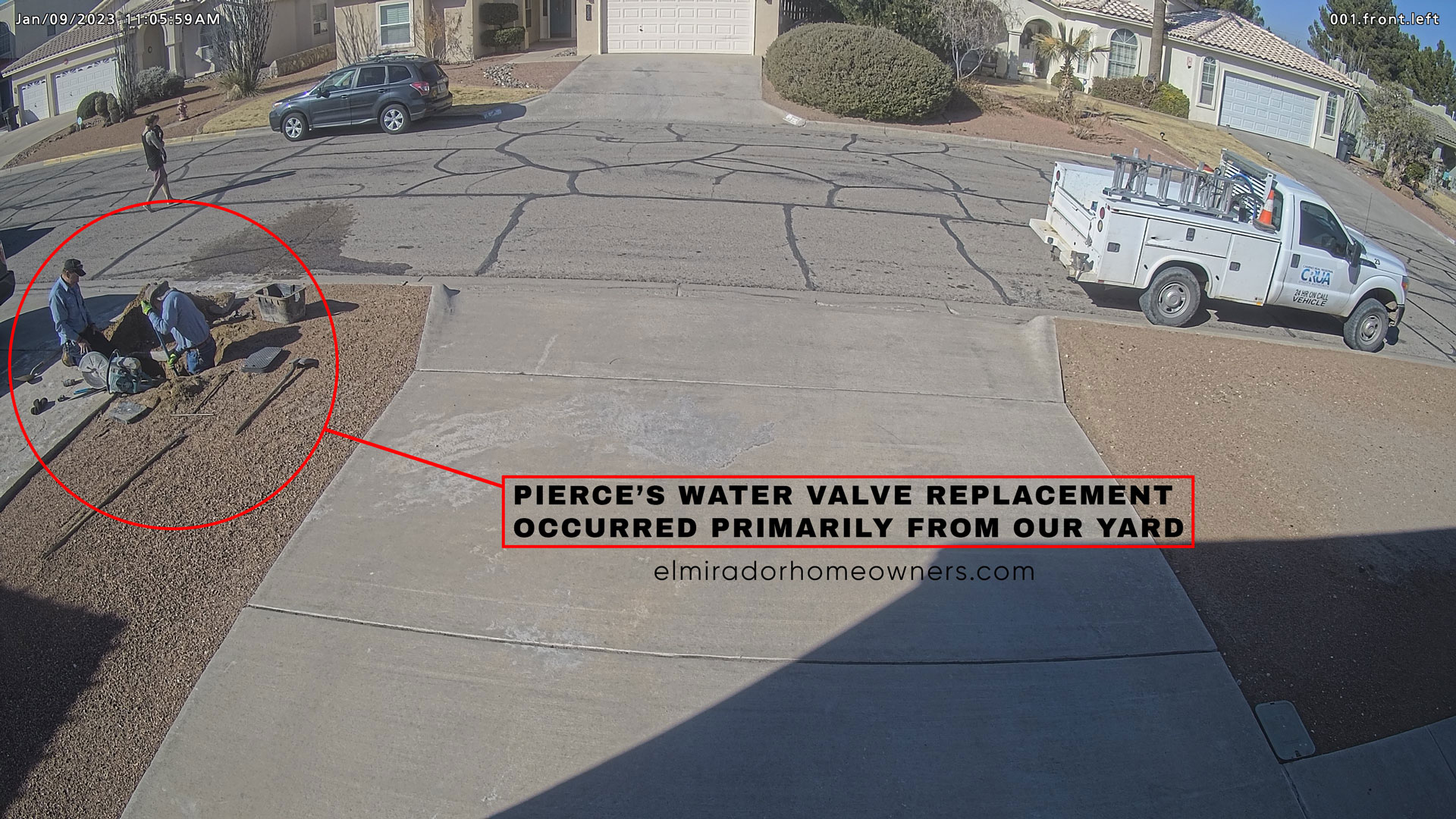 Pierce's Water Valve Replacement Occurs from Our Yard
