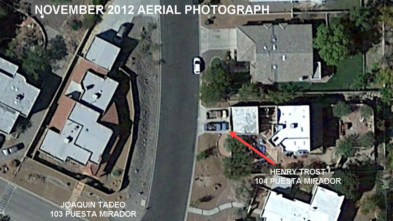 Puesta Mirador Aerial Photo, November 2012, demonstrating proximity of Tadeo and Trost's property.