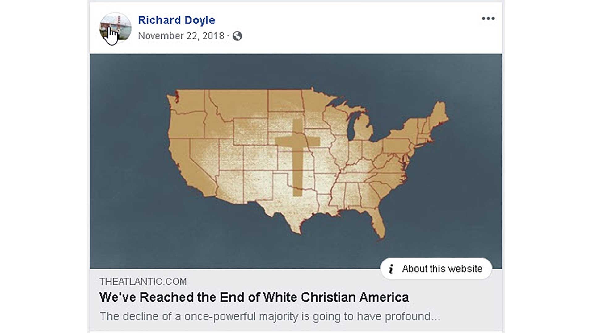 Richard Doyle, President El Mirador Homeowners Association anti-Christian facebook post November 22, 2018.